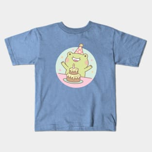 Cute Frog Birthday Party And Cake Kids T-Shirt